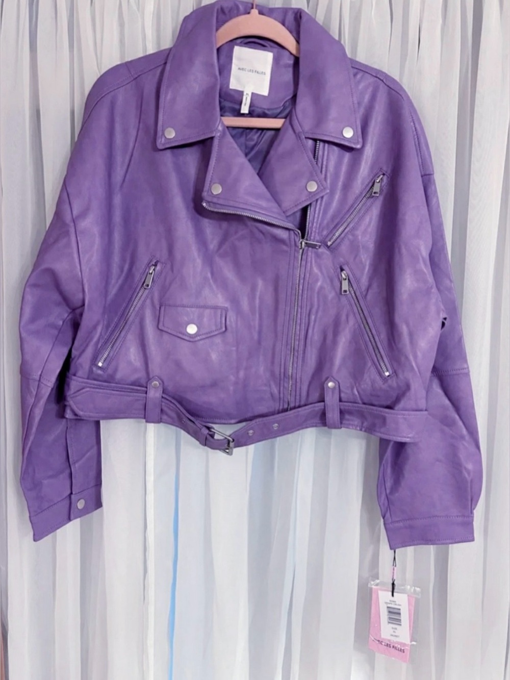 VICI COLLECTION LUCIA POCKETED FAUX LEATHER CROP MOTO JACKET